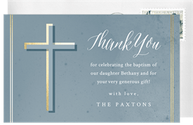 'Gilded Cross' Baptism Thank You Note