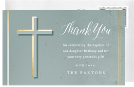 'Gilded Cross' Baptism Thank You Note