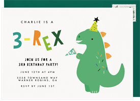 '3 Rex' Kids Birthday Invitation
