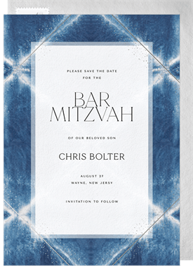 'Shibori Shine' Bar Mitzvah Save the Date