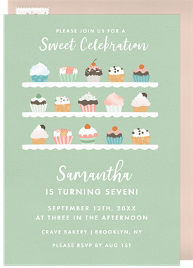 'Cupcakes Galore' Kids Birthday Invitation