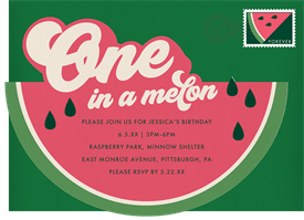 'One In A Melon' Kids Birthday Invitation