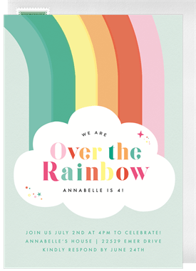 'Colorful Over The Rainbow' Kids Birthday Invitation