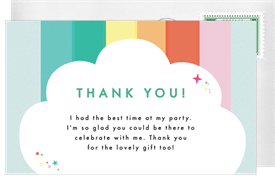 'Colorful Over The Rainbow' Kids Birthday Thank You Note
