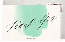 'Watercolor Splashes' Bat Mitzvah Thank You Note