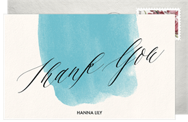 'Watercolor Splashes' Bat Mitzvah Thank You Note