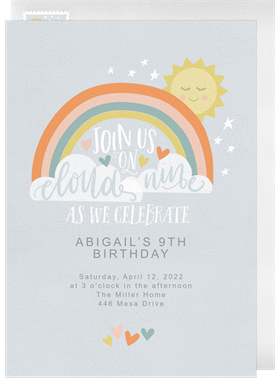 'Cloud Nine' Kids Birthday Invitation