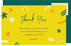 'Graphic Confetti' Bat Mitzvah Thank You Note
