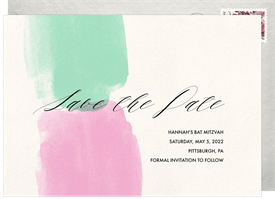 'Watercolor Splashes' Bat Mitzvah Save the Date