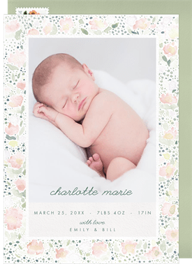 'Painted Little Flowers' Birth Announcement