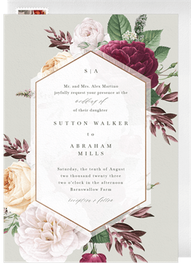 'Romantic Vintage Blooms' Wedding Invitation