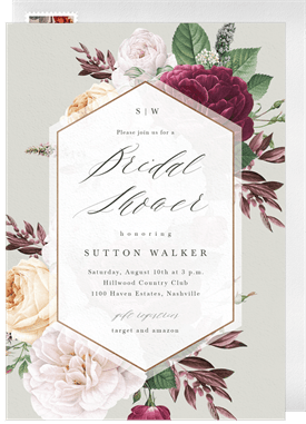 'Romantic Vintage Blooms' Bridal Shower Invitation