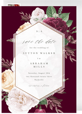 'Romantic Vintage Blooms' Wedding Save the Date