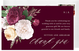 'Romantic Vintage Blooms' Wedding Thank You Note
