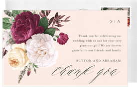 'Romantic Vintage Blooms' Wedding Thank You Note