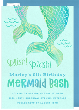 'Mermaid Tails' Kids Birthday Invitation