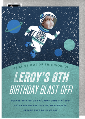 'Little Astronaut' Kids Birthday Invitation