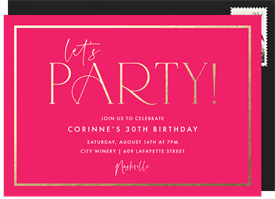 'Simple Party' Adult Birthday Invitation