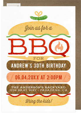'Stacked Burger' Adult Birthday Invitation