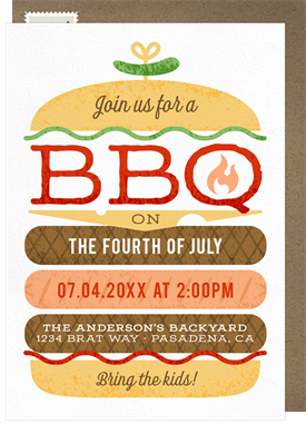 'Stacked Burger' Fourth of July Invitation