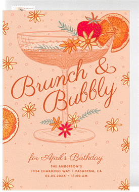 'Delightful Champagne Coupe' Adult Birthday Invitation