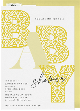 'Floral Lace' Baby Shower Invitation