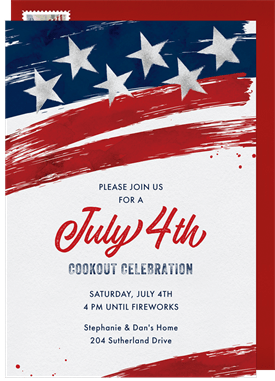 'Painted Stripes' Fourth of July Invitation