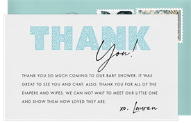 'Floral Lace' Baby Shower Thank You Note