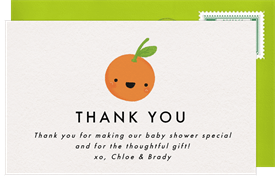 'A Little Cutie' Baby Shower Thank You Note
