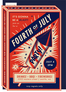 'Vintage Fireworks' Fourth of July Invitation