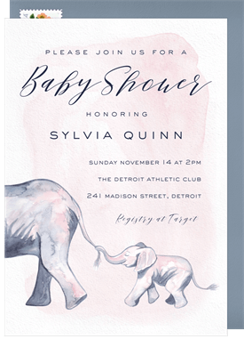 'Sweet Baby Elephant' Baby Shower Invitation