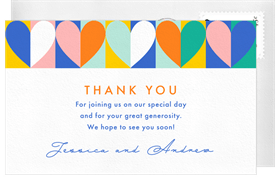 'Geo Hearts' Baby Shower Thank You Note