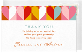 'Geo Hearts' Baby Shower Thank You Note