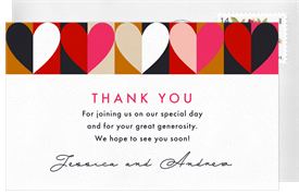'Geo Hearts' Baby Shower Thank You Note