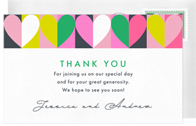 'Geo Hearts' Baby Shower Thank You Note