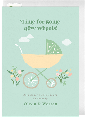 'New Wheels' Baby Shower Invitation
