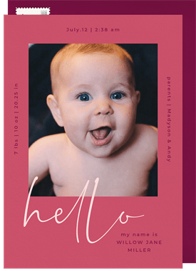 'Bold Hello' Birth Announcement