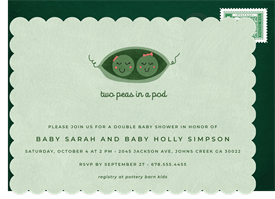 'Peas In A Pod' Baby Shower Invitation