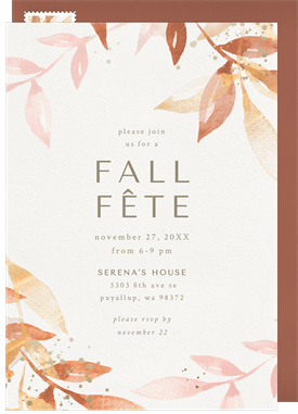 'Whimsical Watercolor' Fall Party Invitation