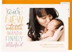 'Finally Arrived' Birth Announcement
