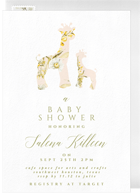 'Floral Giraffes' Baby Shower Invitation
