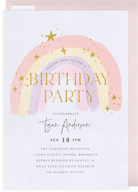 'Sparkling Rainbow' Kids Birthday Invitation