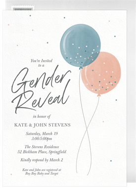 'Balloon Reveal' Gender Reveal Invitation