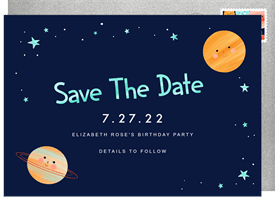 'Planets' Kids Birthday Save the Date