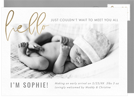 'Just Couldn't Wait' Birth Announcement