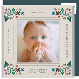 'Floral Accents' Birth Announcement