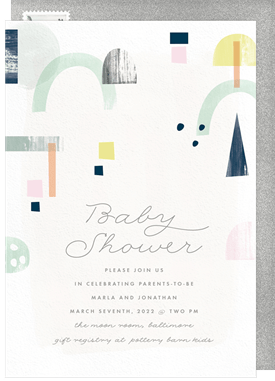 'Abstract Gouache Shapes' Baby Shower Invitation