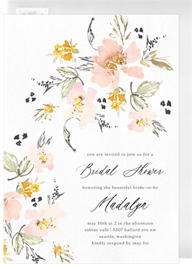 'Cascading Florals' Bridal Shower Invitation