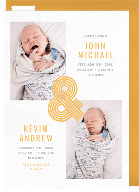 'Lined Ampersand' Birth Announcement