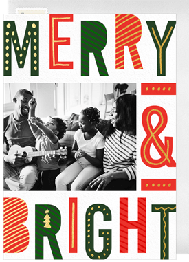 'Merry & Bright Type' Holiday Greetings Card